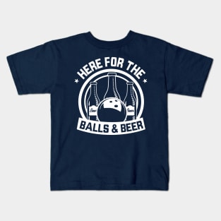 Here For The Balls And Beer Funny Bowling Kids T-Shirt